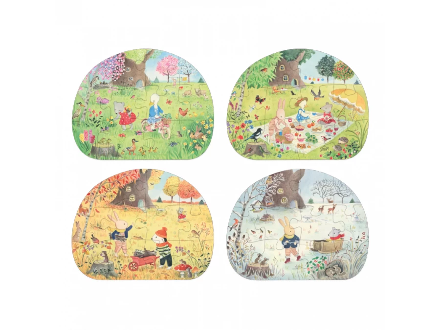 Moulin Roty 632440 - 4 Mini Puzzles Des Saisons (4x12 Pièces) La Grande Famille 4 Moulin Roty 632440 - 4 Mini Puzzles Des Saisons (4x12 Pièces) La Grande Famille – Image 2