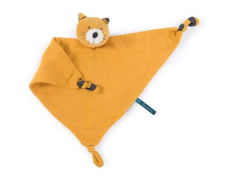 Moulin Roty 666025 - Doudou Lange Chat Moutarde Lulu Les Moustaches 4 Moulin Roty 666025 - Doudou Lange Chat Moutarde Lulu Les Moustaches – Image 2