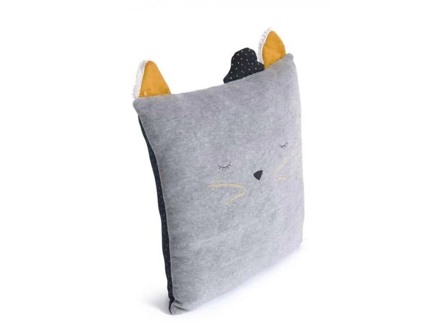 Moulin Roty 666130 - Coussin Chat Gris Clair Les Moustaches 4 Moulin Roty 666130 - Coussin Chat Gris Clair Les Moustaches – Image 2