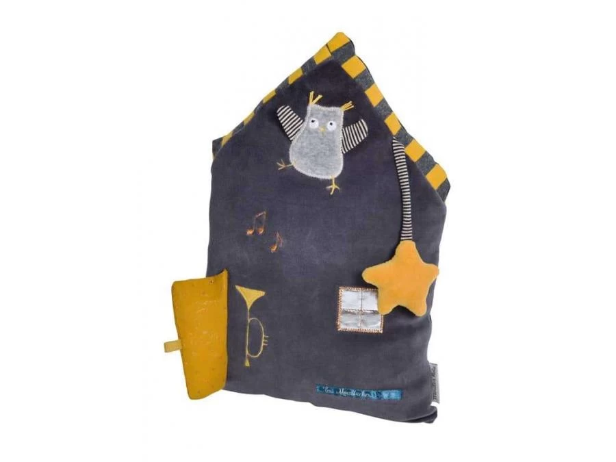 Moulin Roty 666132 - Coussin D'activités Maison Grise Les Moustaches 5 Moulin Roty 666132 - Coussin D'activités Maison Grise Les Moustaches – Image 3