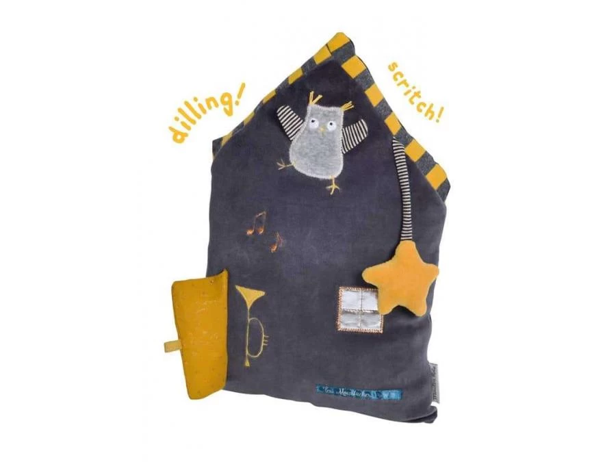 Moulin Roty 666132 - Coussin D'activités Maison Grise Les Moustaches 3 Moulin Roty 666132 - Coussin D'activités Maison Grise Les Moustaches