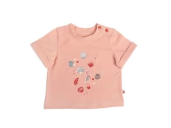 Moulin Roty 719793 - HELINE Tee-shirt 18m Jersey Rose Motif Coquillages- 18 Mois