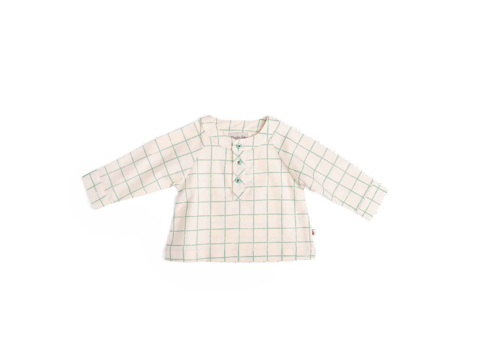 Moulin Roty 719811 - HYACYNTHE Blouse 18m Coton écru Carreaux Verts- 18 Mois 4 Moulin Roty 719811 - HYACYNTHE Blouse 18m Coton écru Carreaux Verts- 18 Mois – Image 2