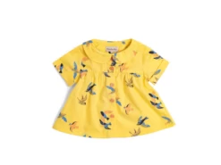 Moulin Roty 719818 - HENRIETTE Chemise 24m Popeline Jaune Imprimé Allover Hirondelles- 24 Mois