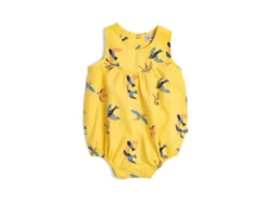 Moulin Roty 719824 - HIRONDELLE Combinaison 24m Popeline Jaune Imprimé Allover Hirondelles- 24 Mois