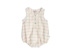 Moulin Roty 719827 - HONORE Combinaison 6m Coton écru Carreaux Verts- 6 Mois