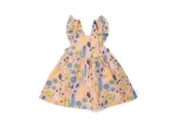 Moulin Roty 719876 - HONORINE Robe 18m Popeline Rose Imprimé Allover Coquillages- 18 Mois