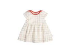 Moulin Roty 719887 - HEIDI Robe 12m Coton écru Carreaux Verts- 12 Mois