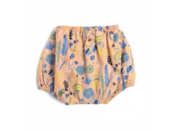 Moulin Roty 719921 - HORTENSE Bloomer 3m Popeline Rose Imprimé Allover Coquillages- 3 Mois