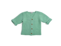 Moulin Roty 719943 - HERBE Cardigan 3m Tricot Vert- 3 Mois
